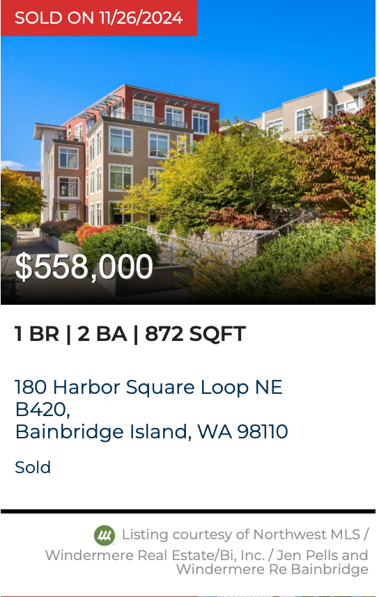 Harbor Square Condo Sold by Jen Pells Windermere Bainbridge 